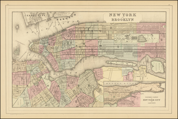31-New York City Map By Samuel Augustus Mitchell Jr.