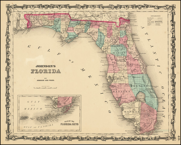 18-Florida Map By Benjamin P Ward  &  Alvin Jewett Johnson