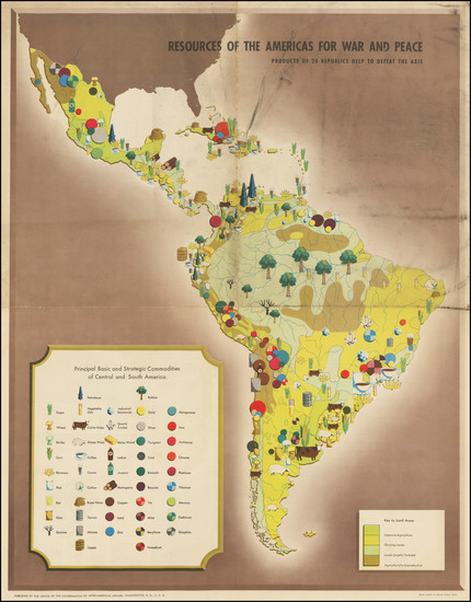 70-South America, Pictorial Maps and World War II Map By Antonio Petrucelli