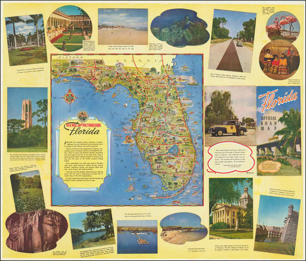 1-Florida and Pictorial Maps Map By George  Way