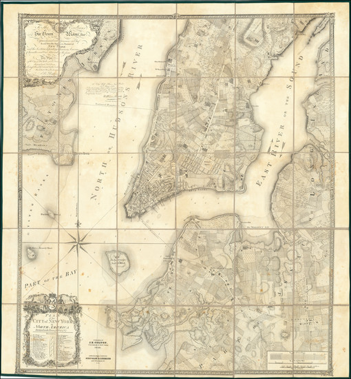 51-New York City Map By Joseph Hutchins Colton