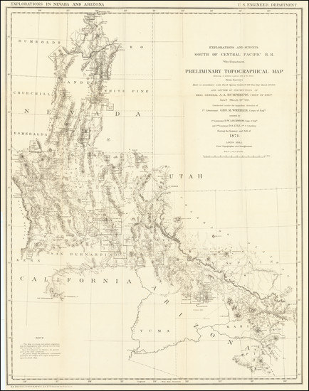 3-Nevada and California Map By George M. Wheeler / Louis Nell