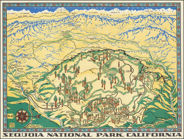 57-Pictorial Maps, California and Yosemite Map By Della Taylor Hoss