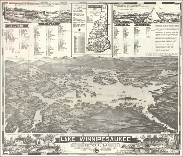 9-New Hampshire and Pictorial Maps Map By New England Map Co.