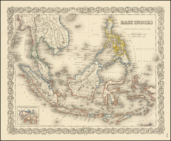 35-Philippines, Singapore and Indonesia Map By Joseph Hutchins Colton
