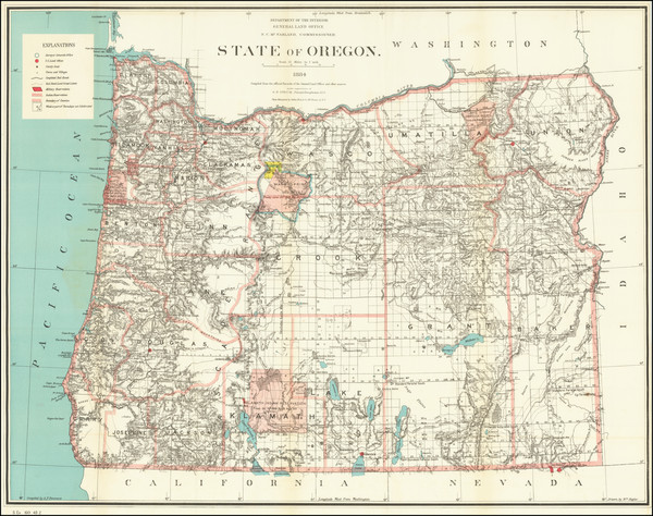 95-Oregon Map By U.S. General Land Office