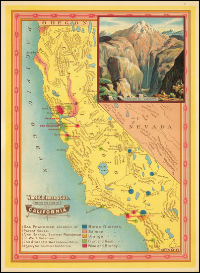 89-Oregon, Washington, Pictorial Maps and California Map By William Tell Coleman