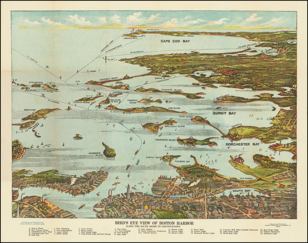 31-Massachusetts, Pictorial Maps and Boston Map By Union News Co.