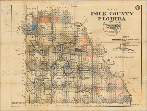 49-Florida Map By Associated Map Co.