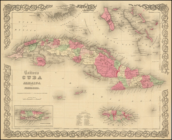 88-Cuba Map By Joseph Hutchins Colton