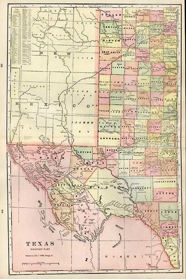 92-Texas Map By George F. Cram