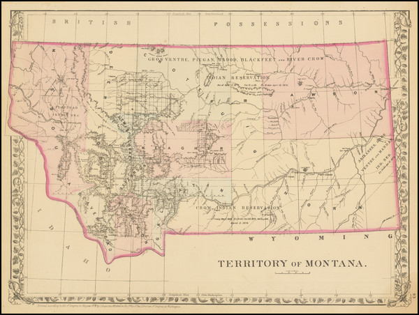 55-Montana Map By Samuel Augustus Mitchell Jr.