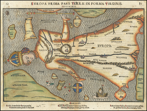 40-Europe and Comic & Anthropomorphic Map By Heinrich Bunting