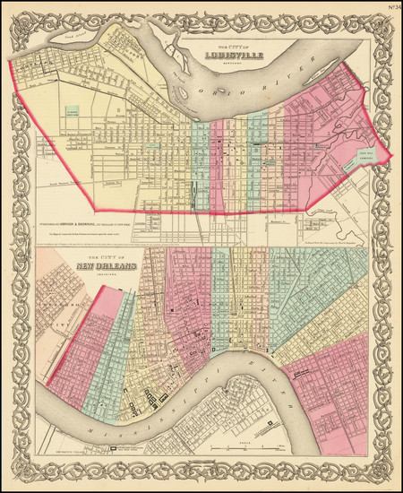 25-Kentucky and New Orleans Map By Joseph Hutchins Colton