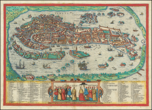 17-Venice Map By Georg Braun  &  Frans Hogenberg