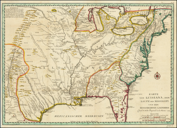 87-United States, South, Southeast, Midwest, Plains and Canada Map By Jacques Nicolas Bellin