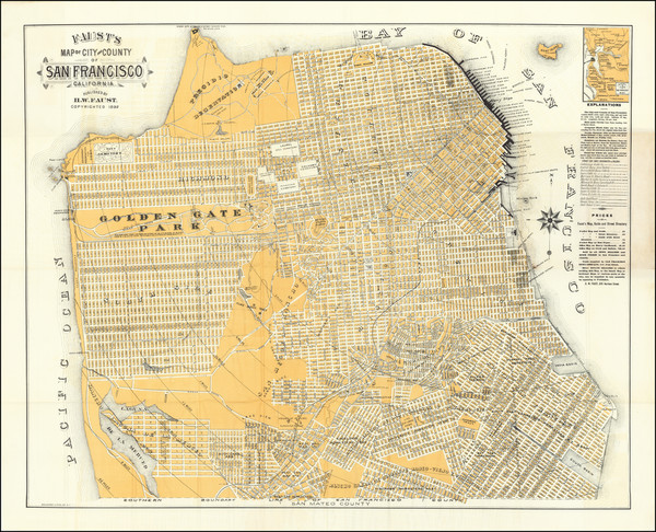 0-San Francisco & Bay Area Map By H.W.  Faust