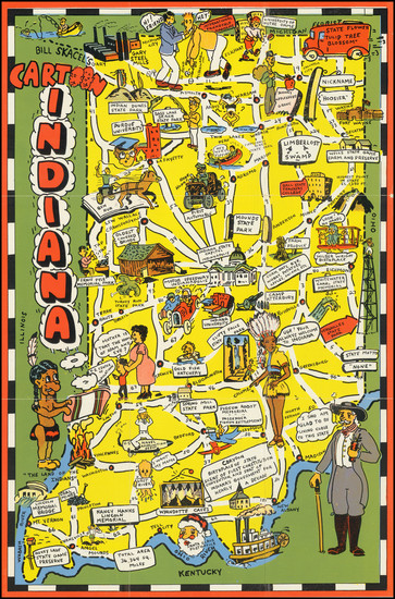 73-Indiana and Pictorial Maps Map By Bill Skacel