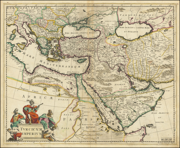 66-Turkey, Mediterranean, Middle East, Turkey & Asia Minor and Greece Map By Frederick De Wit