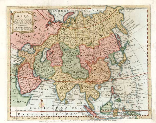 66-Asia and Asia Map By Emanuel Bowen