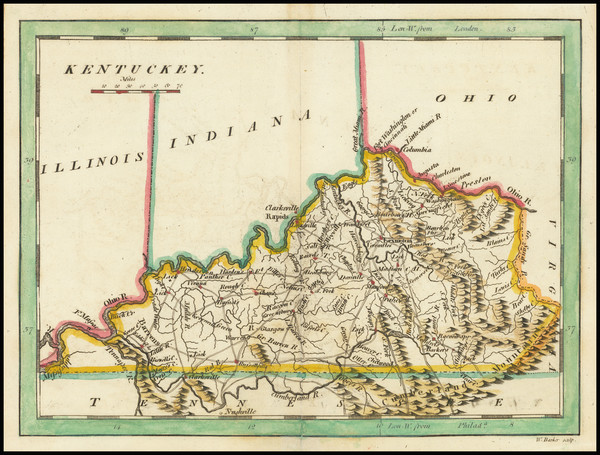 3-Kentucky Map By Mathew Carey