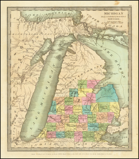 68-Michigan Map By David Hugh Burr