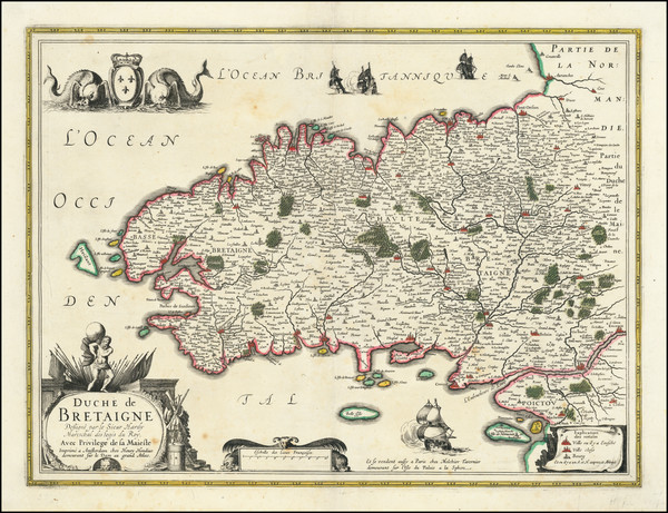 90-Bretagne Map By Henricus Hondius / Melchior Tavernier