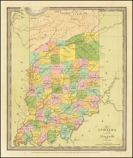 80-Indiana Map By David Hugh Burr