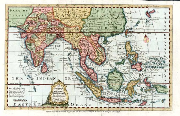 68-Asia, China, India, Southeast Asia and Philippines Map By Emanuel Bowen