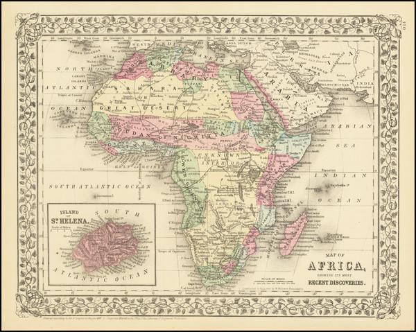 37-Africa Map By Samuel Augustus Mitchell Jr.