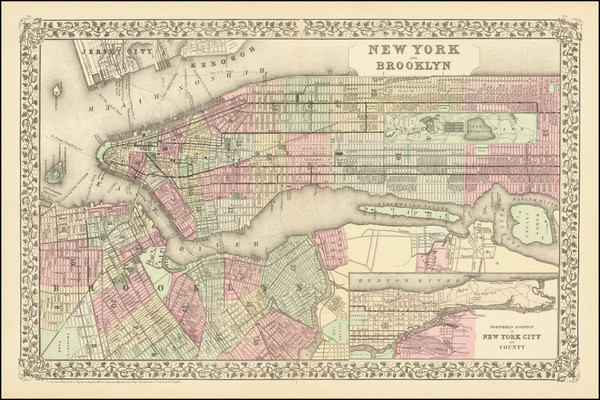 77-New York City Map By Samuel Augustus Mitchell Jr.