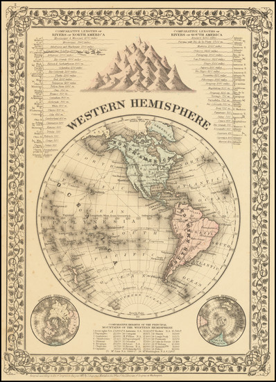 82-Western Hemisphere Map By Samuel Augustus Mitchell Jr.