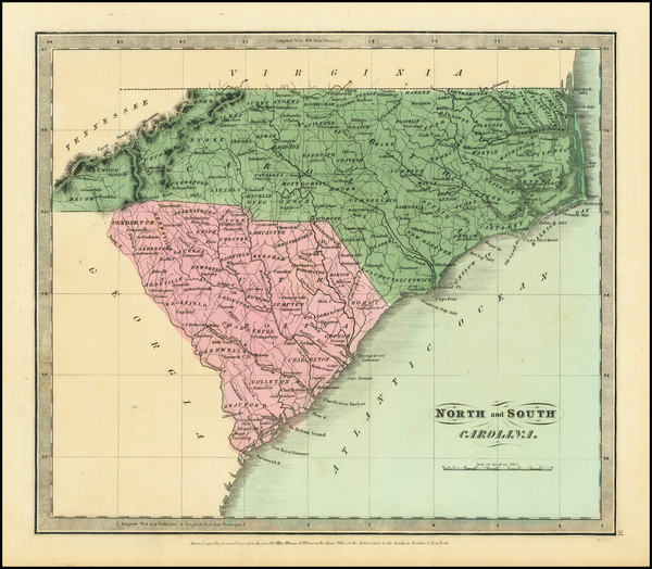 82-North Carolina and South Carolina Map By David Hugh Burr