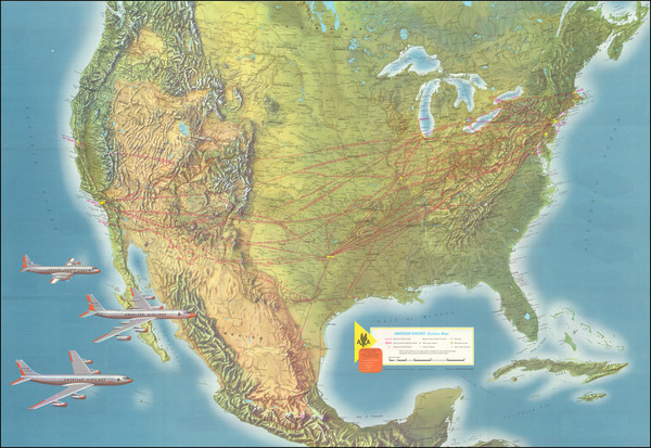 Sportsmen's Fishing Map of the United States and Neighboring Waters by Ira  Moss: (1957) Map