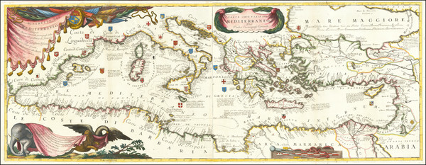 96-Italy and Mediterranean Map By Vincenzo Maria Coronelli