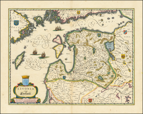 64-Baltic Countries Map By Willem Janszoon Blaeu