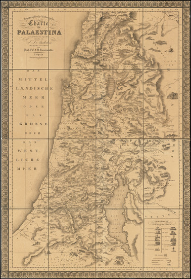 17-Holy Land Map By Ernst Friedrich Karl Rosenmüller