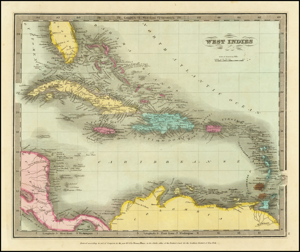 14-Caribbean Map By David Hugh Burr