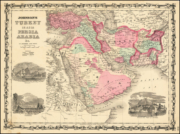 59-Middle East, Arabian Peninsula and Turkey & Asia Minor Map By Benjamin P Ward  &  Alvin