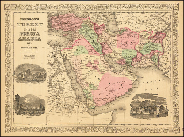 74-Middle East, Arabian Peninsula and Turkey & Asia Minor Map By Alvin Jewett Johnson  &  