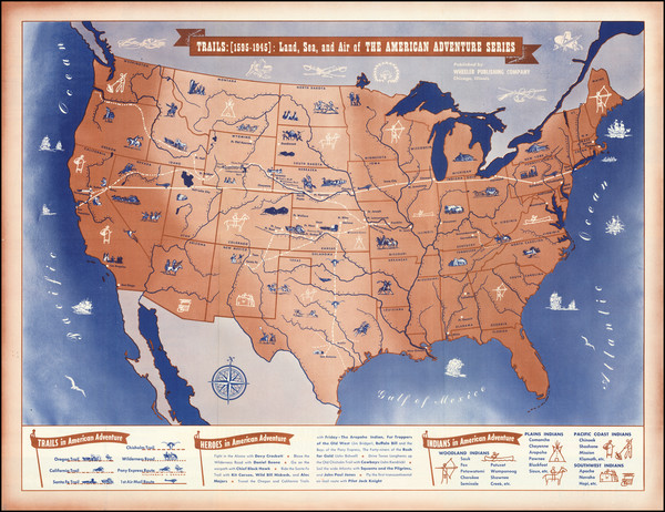 39-United States and Pictorial Maps Map By Wheeler Publishing Company
