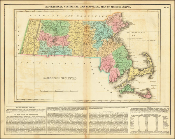 90-Massachusetts Map By Henry Charles Carey  &  Isaac Lea