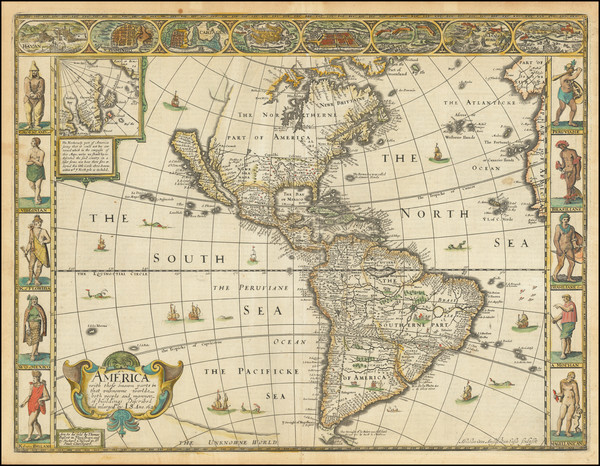 74-California as an Island and America Map By John Speed