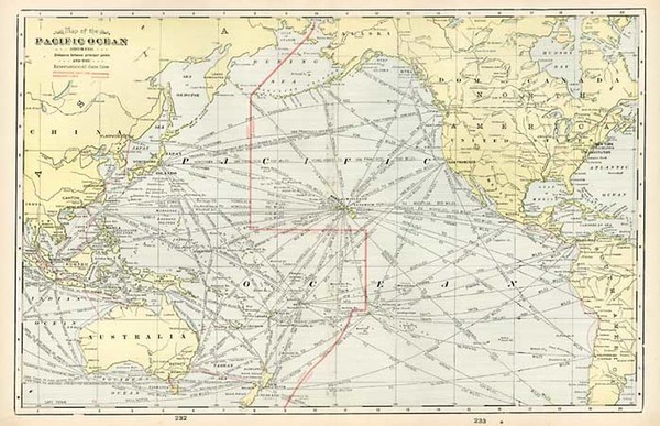 42-World, Australia & Oceania, Pacific and Oceania Map By George F. Cram