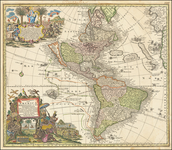 3-California as an Island and America Map By Matthaus Seutter