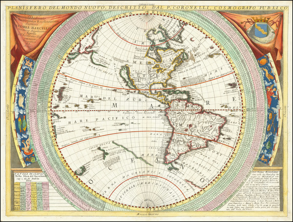 27-Western Hemisphere, Pacific and America Map By Vincenzo Maria Coronelli