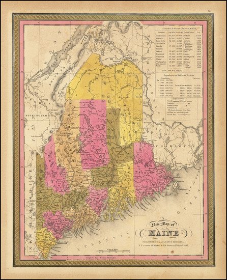 83-Maine Map By Samuel Augustus Mitchell