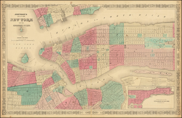 73-New York City Map By Benjamin P Ward  &  Alvin Jewett Johnson