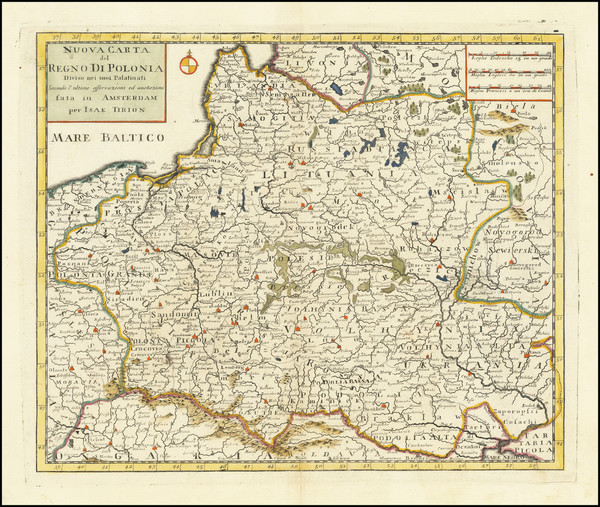 23-Poland and Ukraine Map By Giambattista Albrizzi