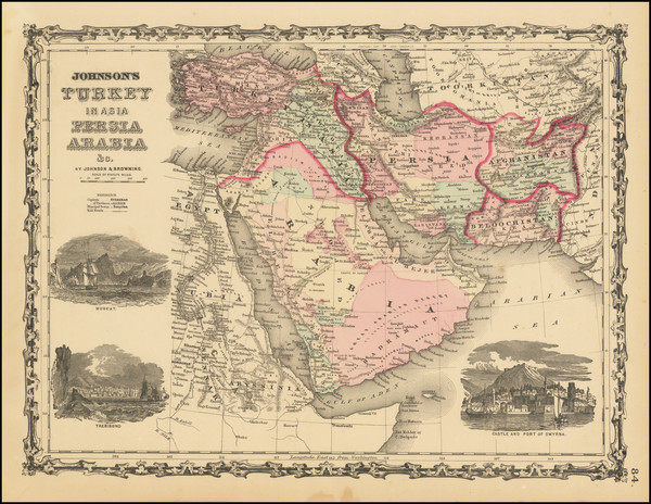 59-Middle East and Turkey & Asia Minor Map By Alvin Jewett Johnson  &  Ross C. Browning